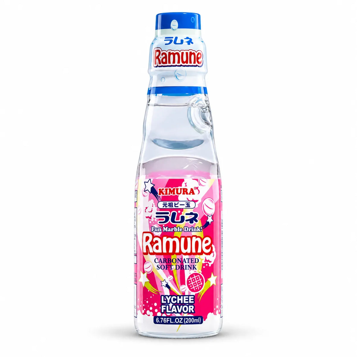 Kimura Ramune Lychee Flavour 200ml bottle