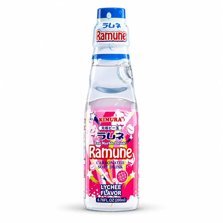 Kimura Ramune Lychee Flavour 200ml bottle
