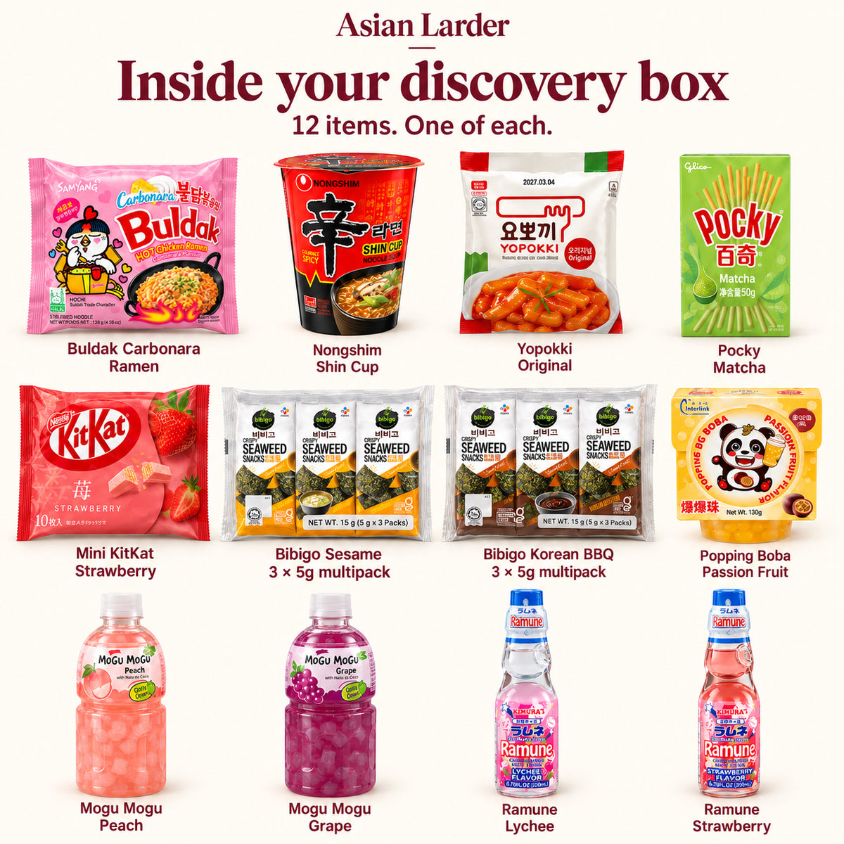 Asian Snack Box with Drinks – 12-Item Discovery Box