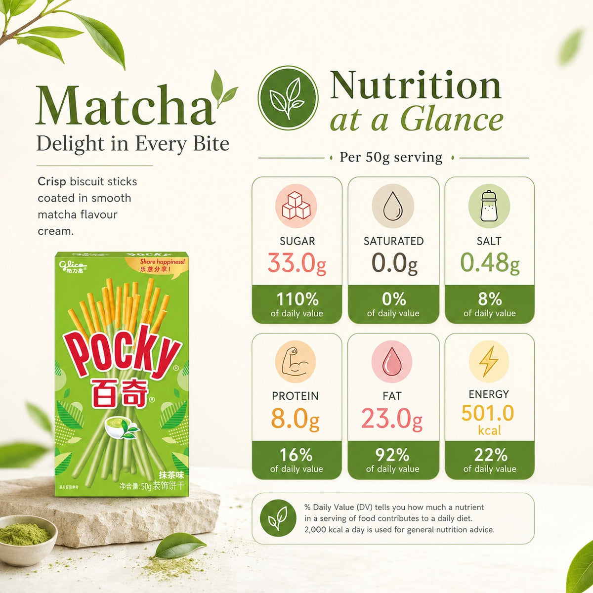 Glico Pocky Matcha Biscuit Sticks 50g