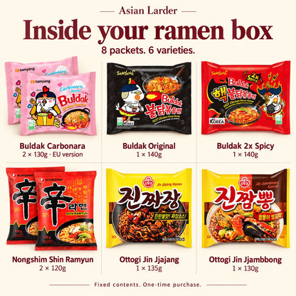 Korean Ramen Variety Box – 8 Packs, 6 Flavours