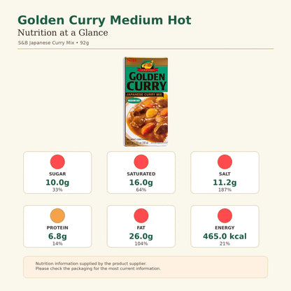 S&B Golden Curry Japanese Curry Mix Medium Hot 92g